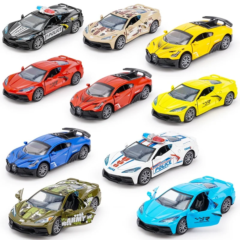 Simulation of two-door sports car model children's alloy toy car pull back car collection gift car model ornaments children's gi