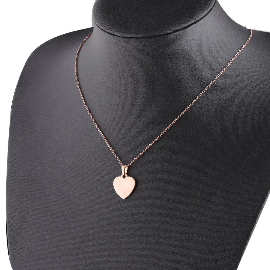 New 16x17mm Love Heart Pendant Necklace Mirror Polished Stainless Steel Chain Necklace For Women Gift 10Piece/lot