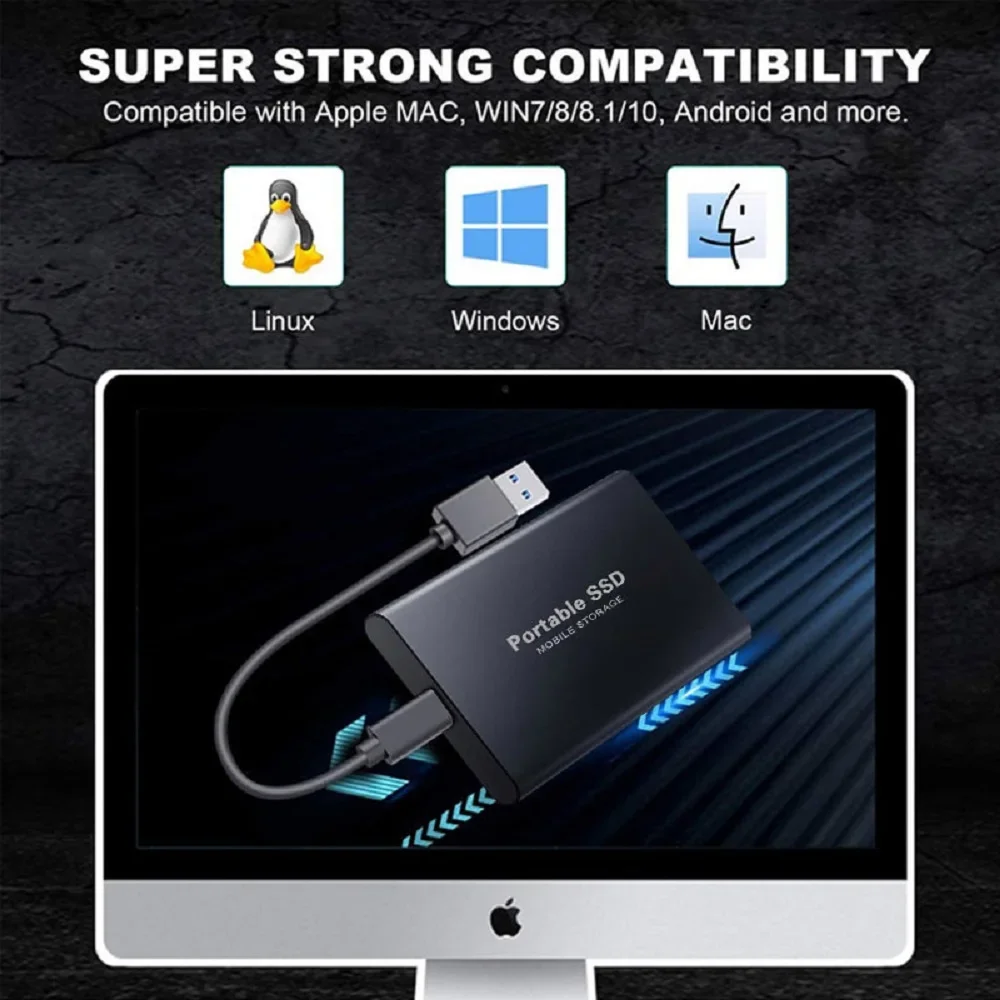 Portable SSD 1TB External hard drive High-speed Mobile Solid State Drive 500GB External Storage Decives Hard Disks for PC/ Mac