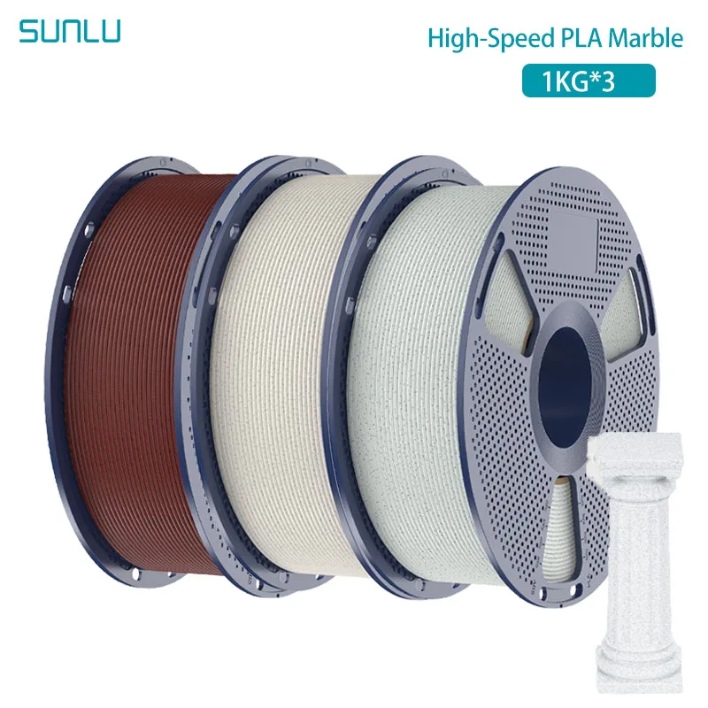 SUNLU 3KG hogesnelheid PLA-marmerfilament 1,75 mm +/- 0,02 mm 1 kg spoel (2,2 lbs) hogesnelheidsprintfilament geschikt voor de meeste FDM-printers
