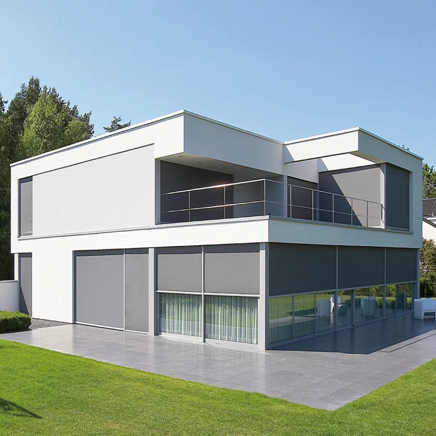 Good Quality Outdoor Roller Blinds Aluminum Pergola Zip Screen Waterproof Patio Cover Motorized Zip Track Outdoor Blinds