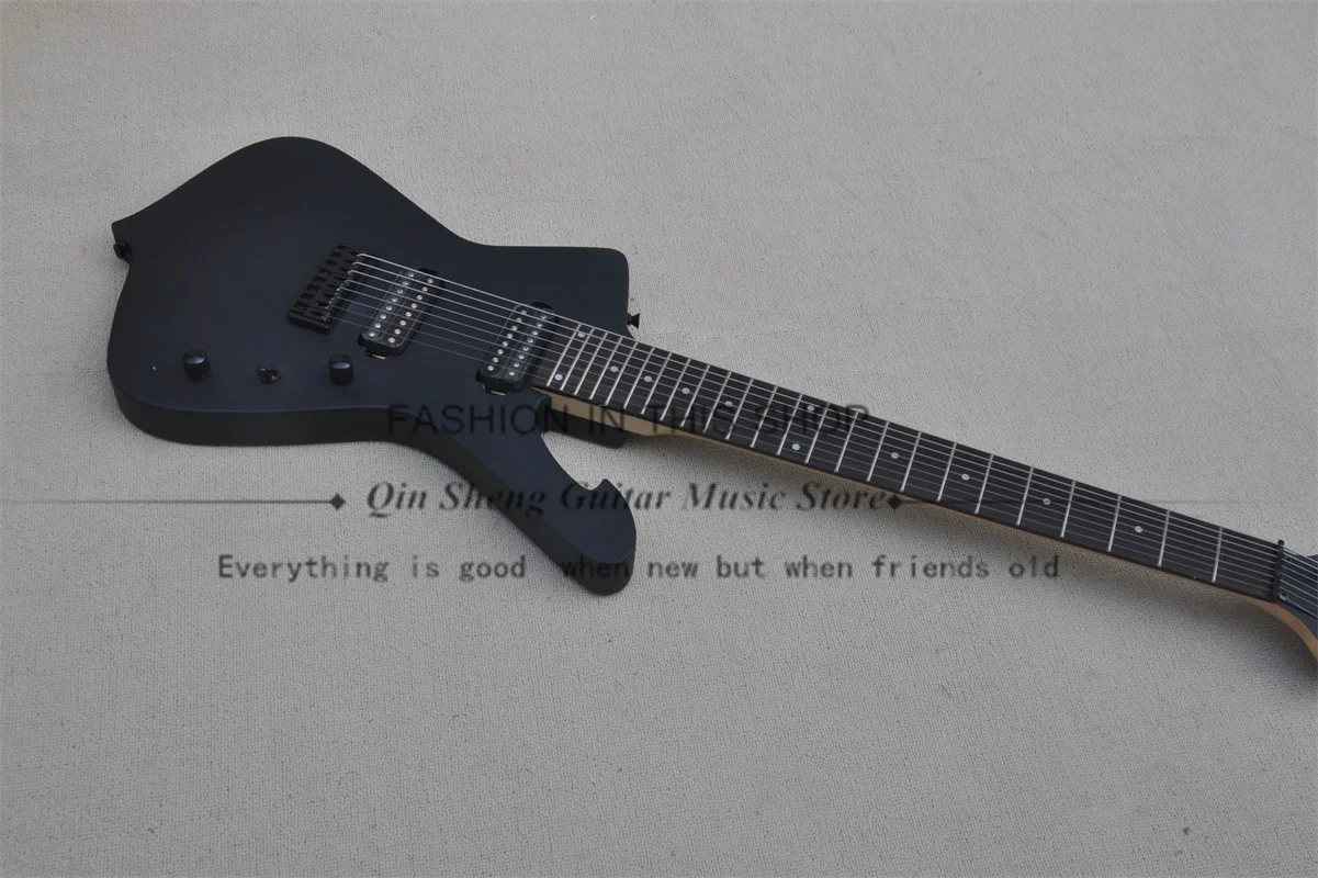 8 Strings Matte Black Electric Guitar Mahogany Body Maple Neck Fixed Bridge Ice M Guitar Black Tuners