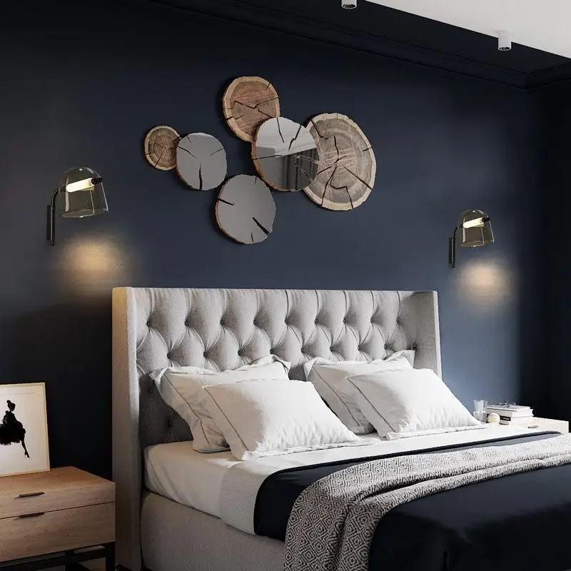 Modern Minimalist Bedside Wall Lamp LED Designer Ins Creative Bedroom Bedside Study Aisle Light Nordic  Glass Decorative Sconces