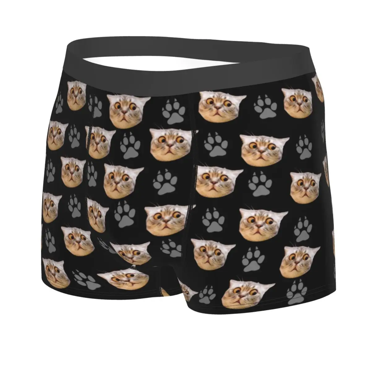 パーソナライズされた猫の足のボクサーパンツ,ミディアムサイズ,顔の写真,男性用の長い下着,ユーモアのパンティー