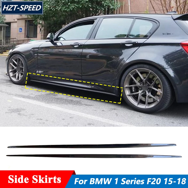 M Style Carbon Fiber Material Side Skirts Extensions Lip For BMW 1 Series F20 116i 118i 125i 135 Hatchback Car 2015-2018