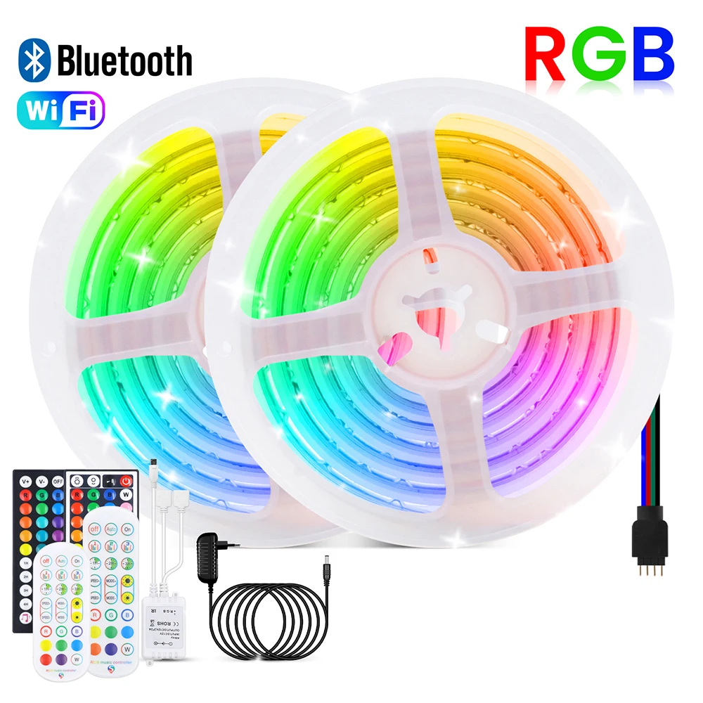 ip68防水-12v-rgb-cob-ledストリップライト-wifi-bluetoothリモコン付き-電源-eu-us-uk-auキット-576led-フレックスシリコンチューブランプ