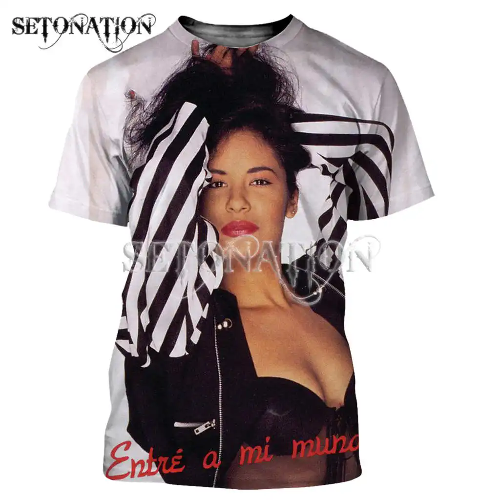 Selena quintanilla-Camisetas estampadas en 3D para hombre y mujer, ropa de calle moderna, estilo Harajuku, Verano