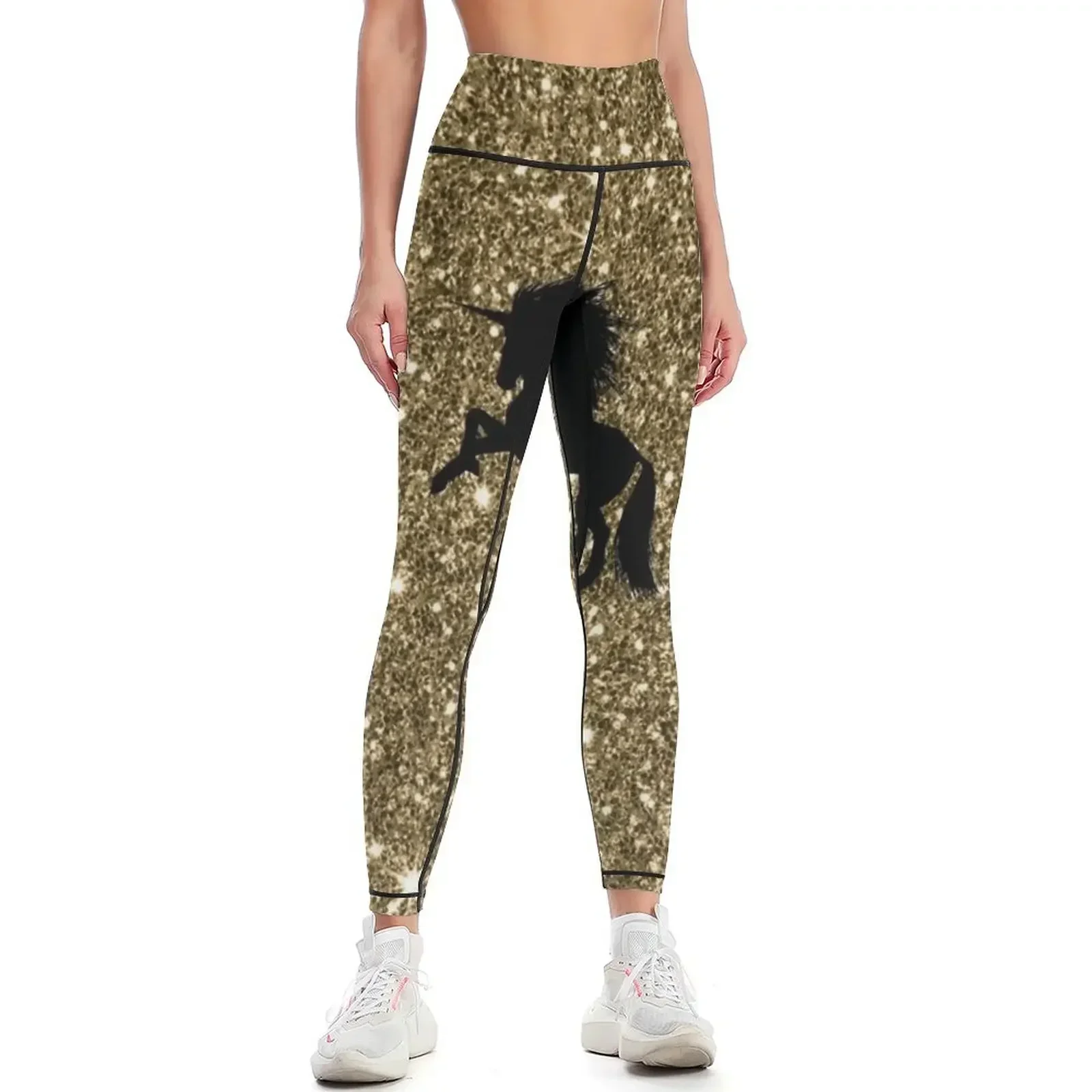 

Unicorn on sparkling glitter print,golden Leggings sports for gym sport set sportswear gym Pants sport Womens Leggings