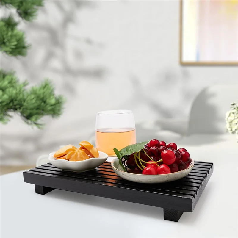 ABKS-Kitchen Counter Soap Dispenser Stand Small Bathroom Vanity Organizer Wooden Wood Display Pedestal Trays Decoration