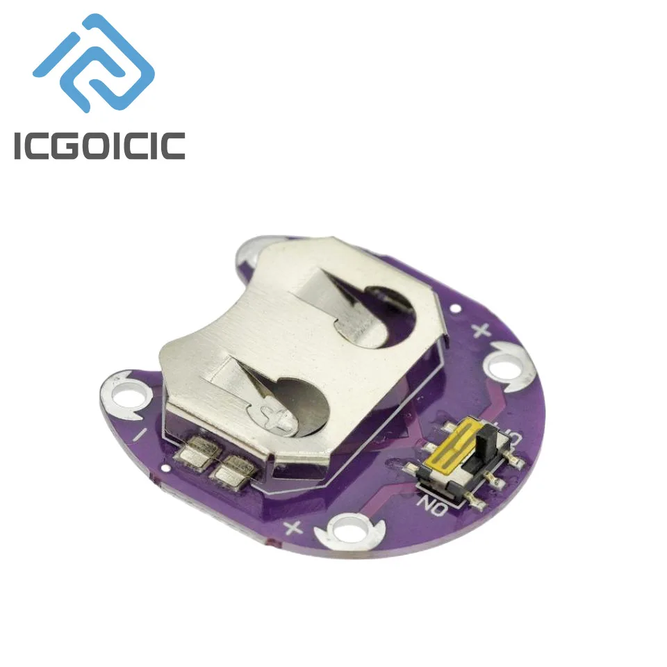 LilyPad CR2032 Coin Cell Battery Holder With On/Off Switch, VCC/GND Output, for Arduino Wearable & Low-Power Projects