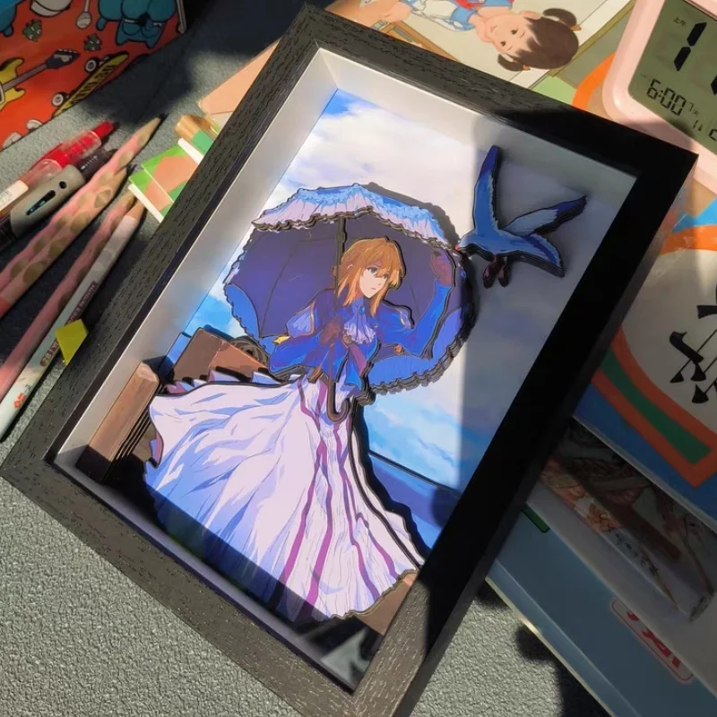 2025 古典的なアニメヴァイオレットエヴァーガーデン 3D 手作りアート絵画漫画フィギュア収集画像装飾品寝室デコラファンギフト