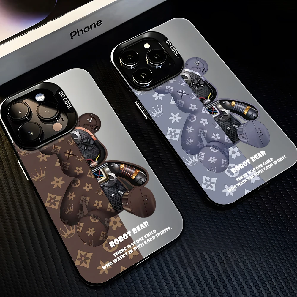 Custodia per telefono di lusso per B-Bearbricks iPhone 16 15 14 13 12 11 Pro Max X XR XSMAX 8 7 Plus Cover posteriore antiurto opaca Candy