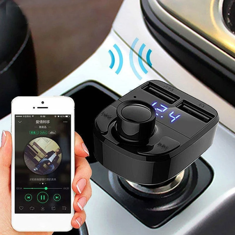 Bluetooth-compatible Car MP3 FM Receiver Transmitter Multi-function Dual USB Car Charging Led Music Display