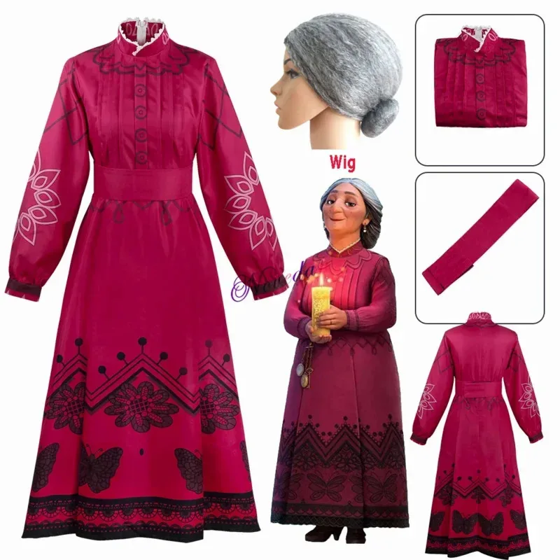 

Cosjie Anime Madrigal Abuela Cosplay Costume Adult Kids Women Mommy Alma Red Clothes Carnival Birthday Party Fancy Dress Grandma