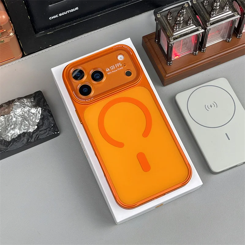 

Camera Lens Protect Magnetic Phone Case For Magsafe For IPhone 13 14 15 16 17 Pro Max 17Air Wireless Charging Shockproof Cover