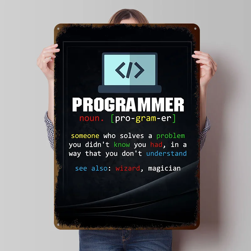 Programmer Definition Tinplate Posters Customizable Wall Art Retro Vintage Metal Signs for Home Room Office Decor Wand Deko the
