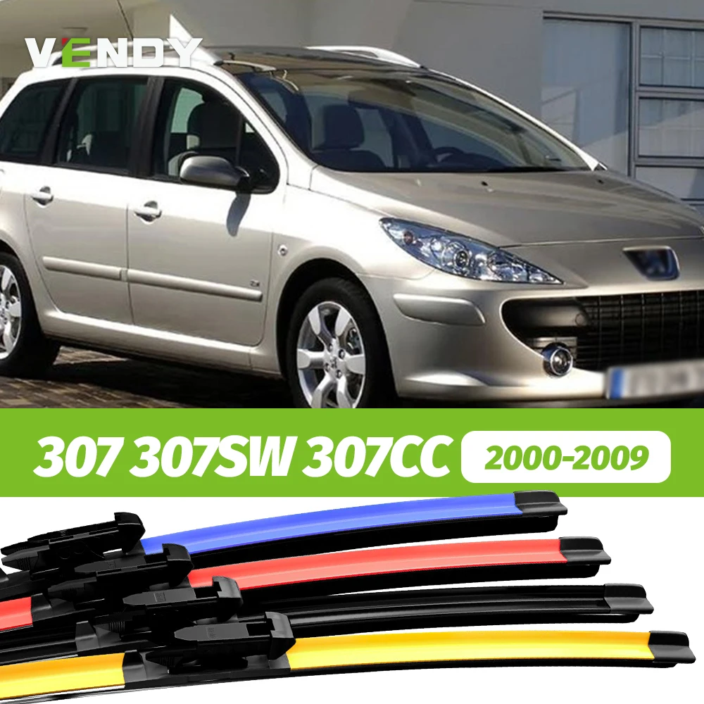2pcs Front Windshield Wiper Blades Windscreen Wipers For Peugeot 307 307SW 307CC 2000-2009 2001 2002 2003 2004 2005 2006 2007 20