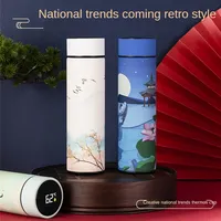 Chinese Style Thermo Bottle Cup Smart Temperature Display Potable Heat Hold Vacuum Flask For Thermos Mug Cups 500ML