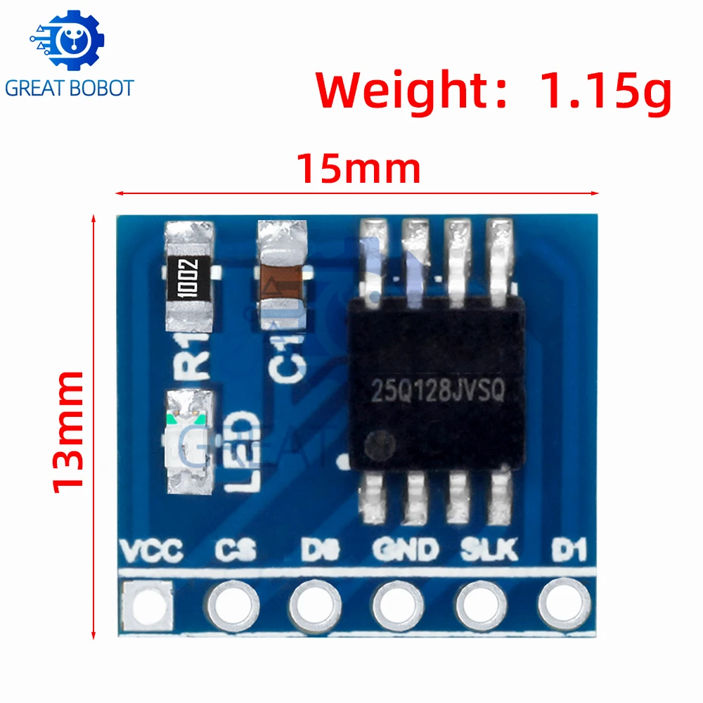 W25Q128 128Mbit 8MByte FLASH NorFlash Módulo de almacenamiento interfaz SPI BV FV módulo para STM32