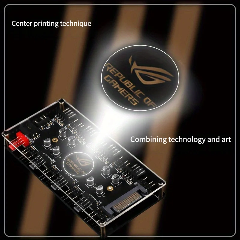 CX FUTRUE Dual 8-Way Interface Chassis Cooling Fan Hub, STAT And 5V 3PIN ARGB&8+12V 4PIN PWM&8 Interfaces.