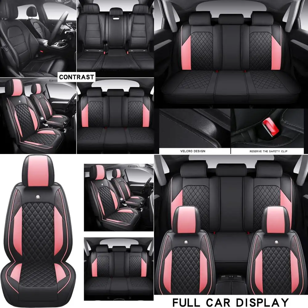 01 Leather Car Seat Covers Vehicle Cushion Cover for 5 Passenger Cars & SUV Universal Fit Set for Auto Interior Accessories Airb