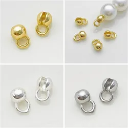 10pcs 18K Gold Plated Brass Leather Cord Crimp Beads with Loop Calotte End Cap Knot Connector for DIY Bracelet Jewelry Making