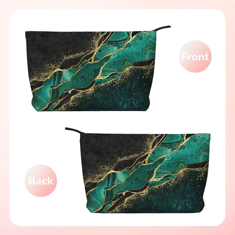 Green Gold Marble Print Toiletry Bag Women Travel Cosmetic Makeup Organizer Lady Portable Storage Dopp Kit Case