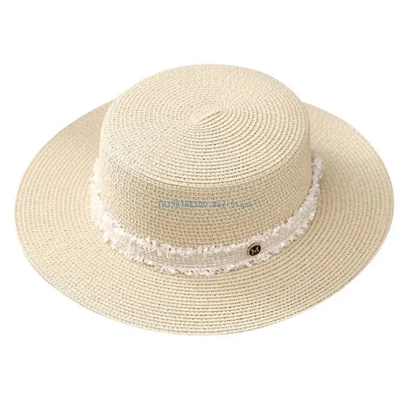 340D Western Straw Hat Handwoven Breathable Sun Hat Beach British Hat Elegant Braided Belt Straw Hat Panama Hat