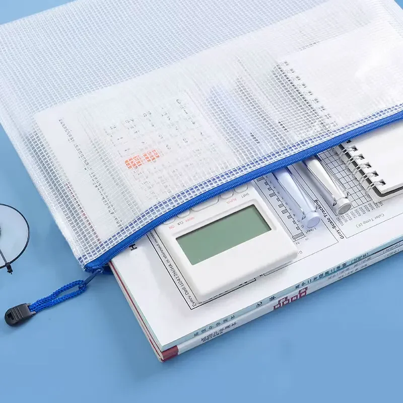 A3/A4/A5/A6 Mesh Zipper Pouch Document Bag Waterproof Zip File Folders School Office Supplies Pencil Case Cosmetic Makeup Bags view 5