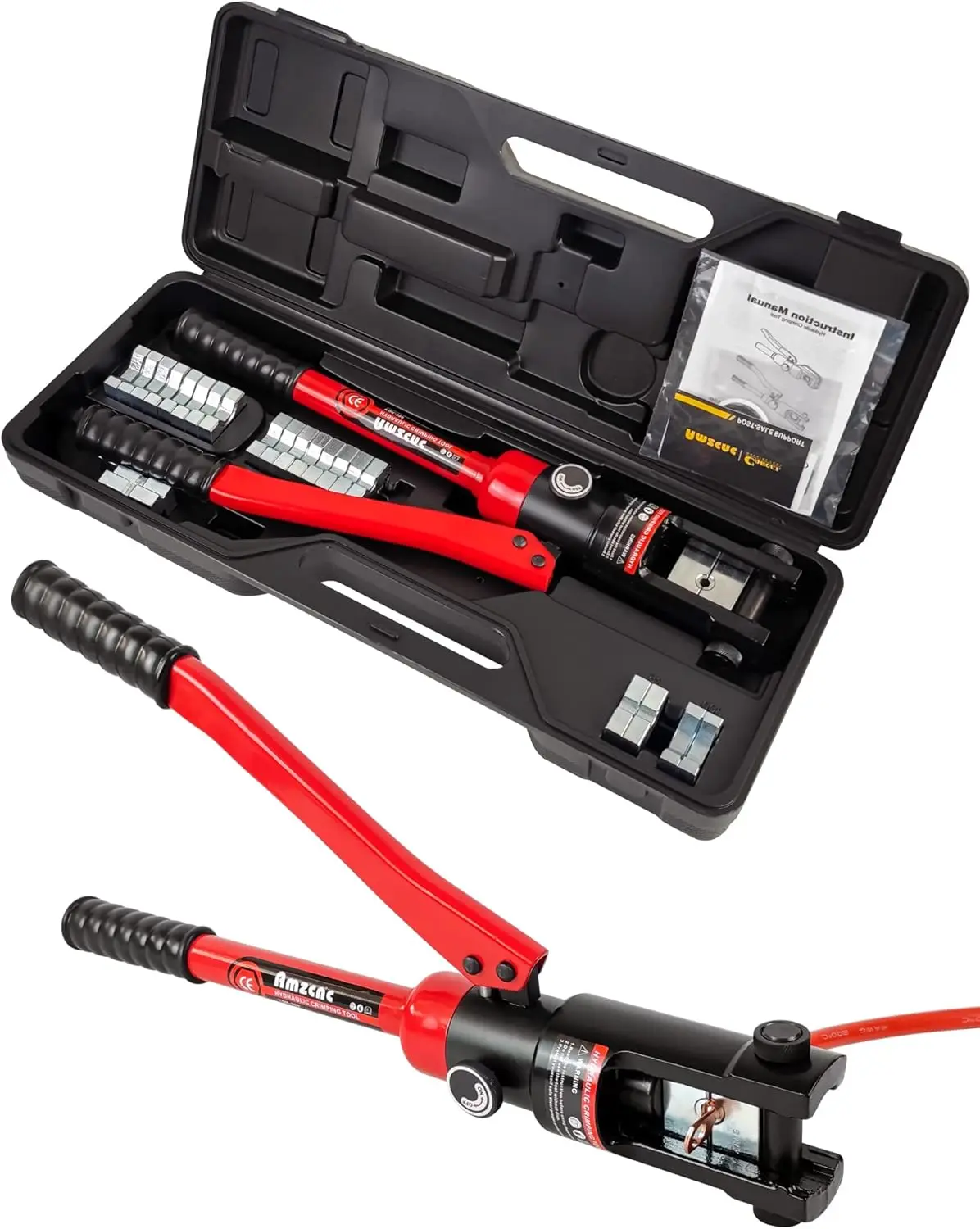 

16 Ton Hydraulic Wire Crimping Tool Set with 13 Dies for Battery and Electrical Cables, Easy to Use and Portable