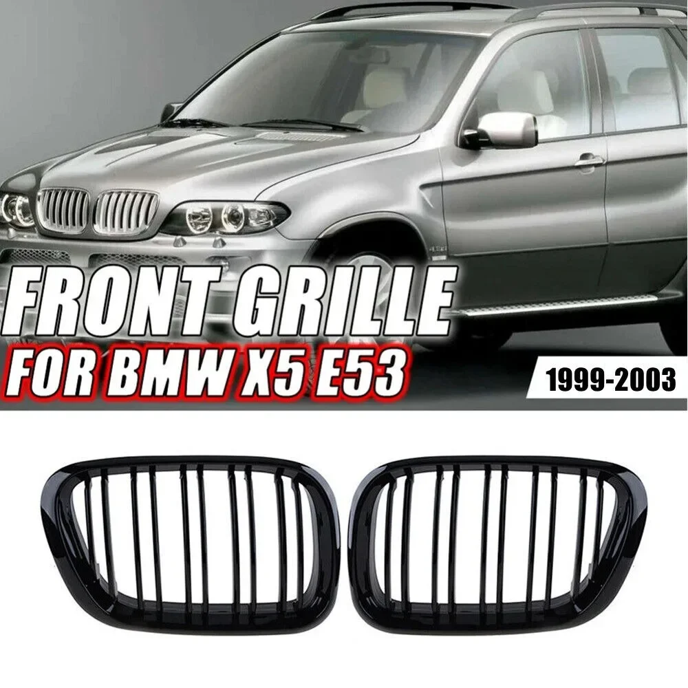 For BMW X5 E53 1999 2000 2001 2002 2003 Car Bumper Grille Front Kidney Grill Black Replacement Auto Part Exterior Accessories