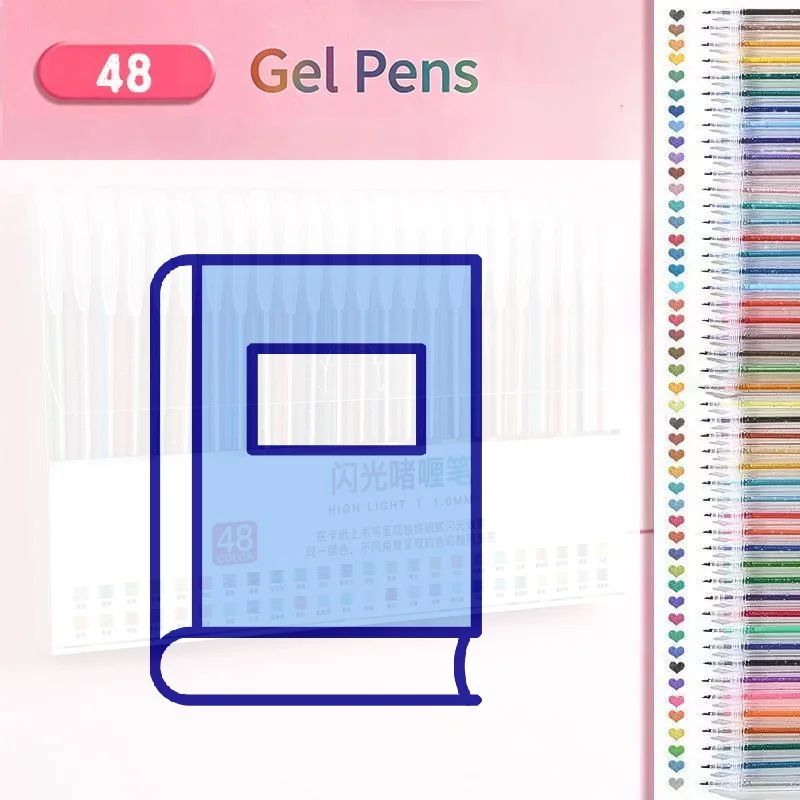 

24/36/48PCS Glitter Gel Pen Set, 1.0mm Medium Tip + No Repeating Neon Colors + Smooth Ink Flow, Ideal For Adult Coloring Books