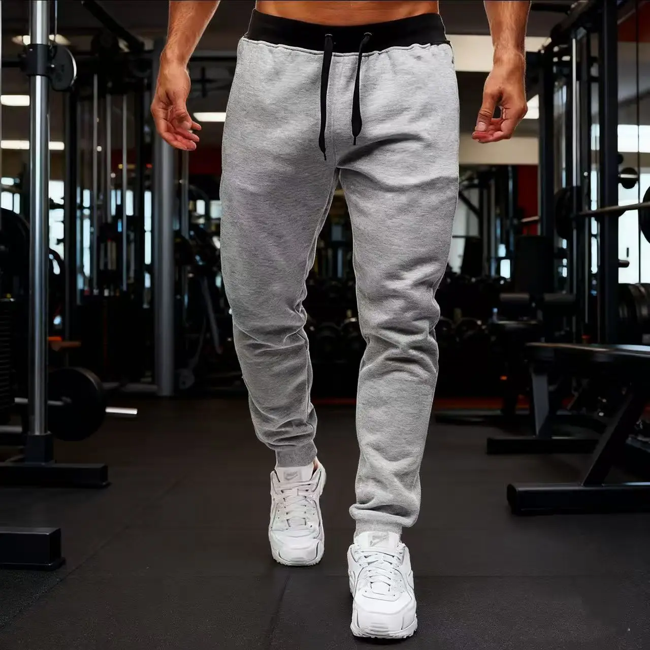

Casual sports long pants for men, spring and summer sweatpants, loose regular workwear pants, leg tied pants, Korean version tre