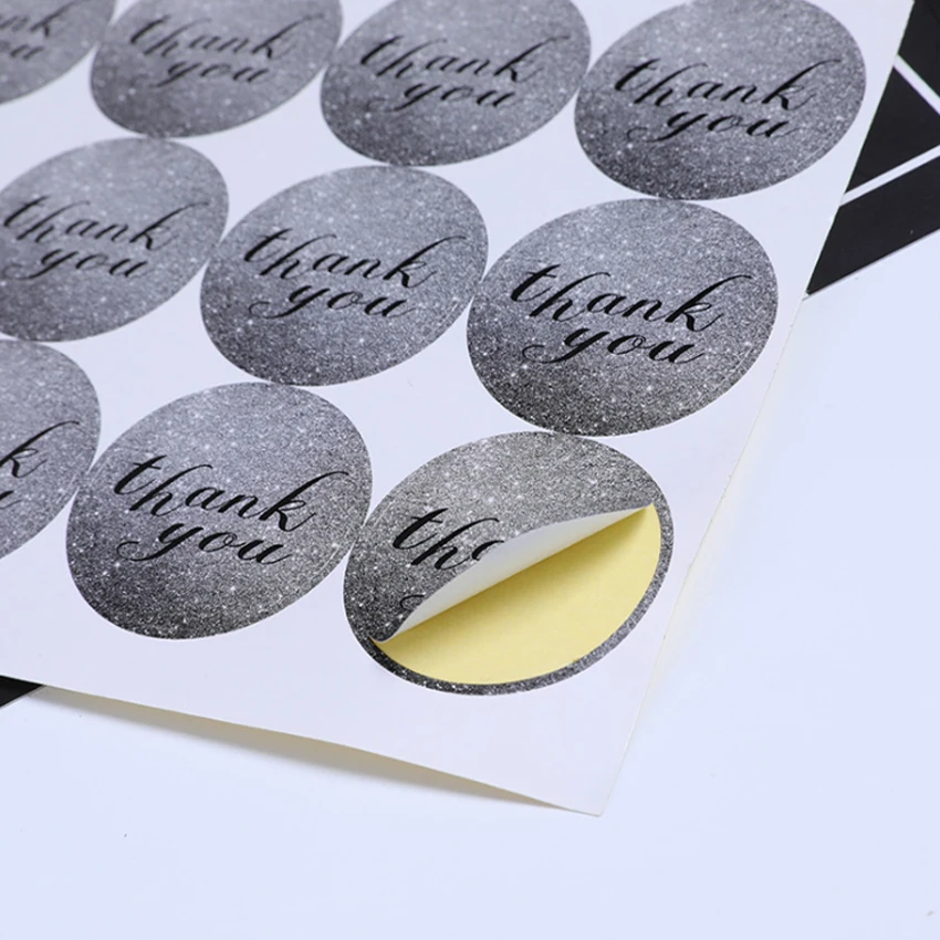 120Pcs Grey Thank You Sealing Sticker DIY Gifts Posted Baking Decoration Label Multifunction