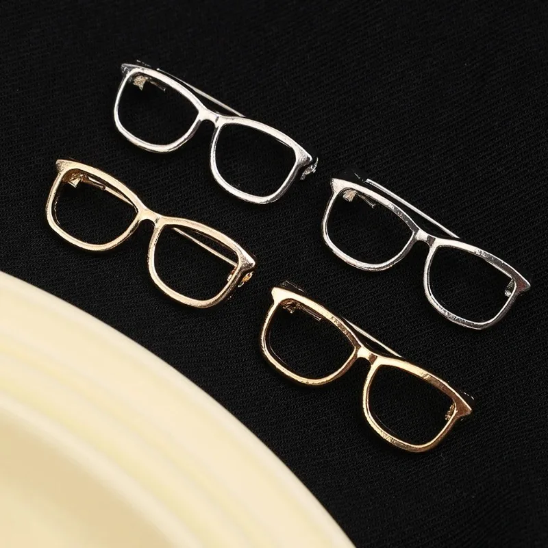 Simple Glossy Glasses Brooch Mini Glasses Shaped Metal Brooches Backpack Pins Unisex Stylish Lapel Pins Jewelry Accessories Gift