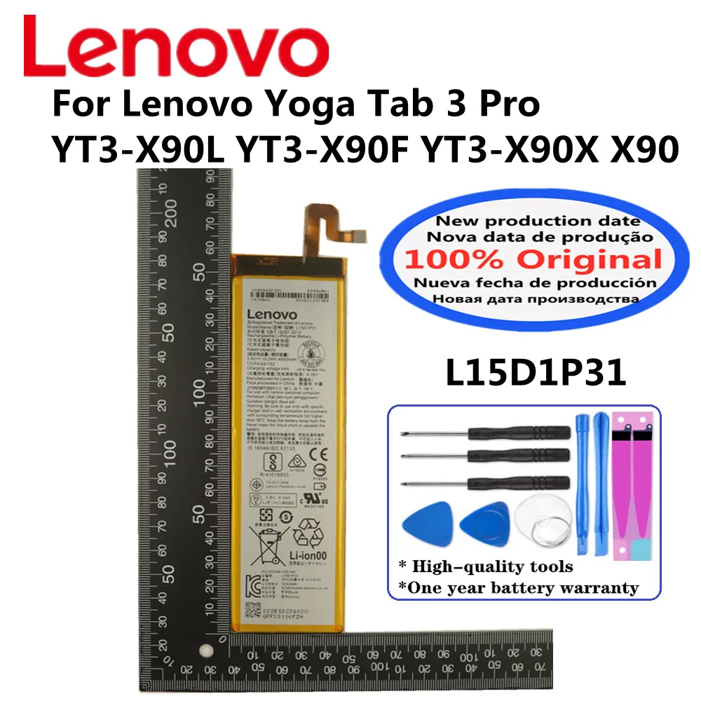 4000mAh L15D1P31 100% Original Battery For Lenovo Yoga Tab 3 Pro YT3-X90L YT3-X90F YT3-X90X X90 Battery + Free Tools