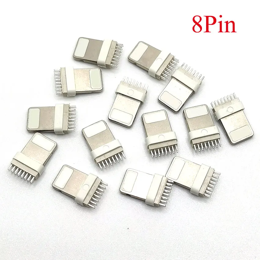 10pcs Lightning Dock 8Pin 8p 8 pin USB Plug Male Connector Welding Data OTG line interface DIY Data Cable For iPhone 5G etc