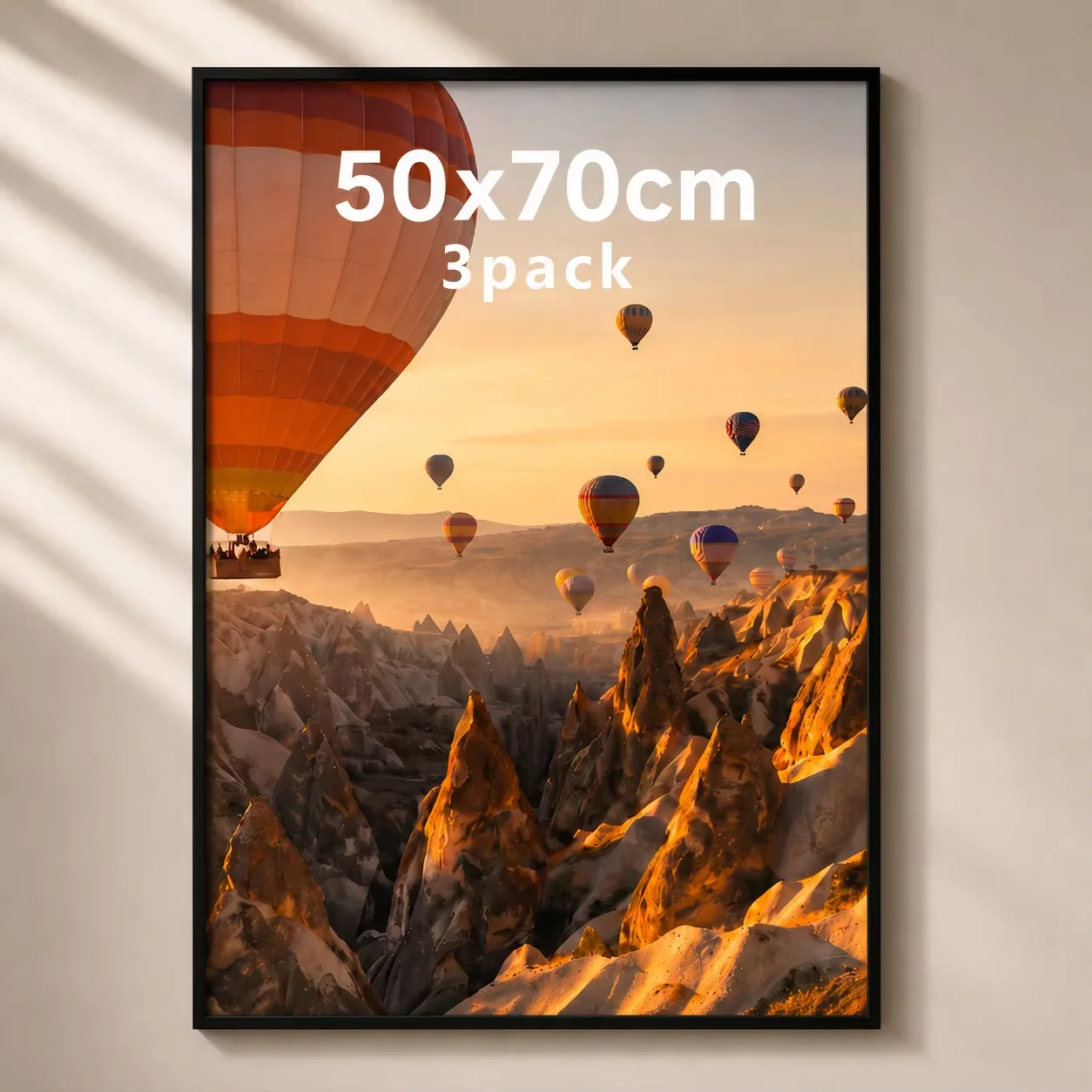3pcs 50x70cm Black Aluminum Picture Frames 30x40cm 40x60cm 40x50cm With Mat For Wall Art Canvas Print Poster Display, Minimalist Gallery Wall Frame For Living Room Bedroom Office Home Decor, Lightweight Easy Mounting Photo Frame Set