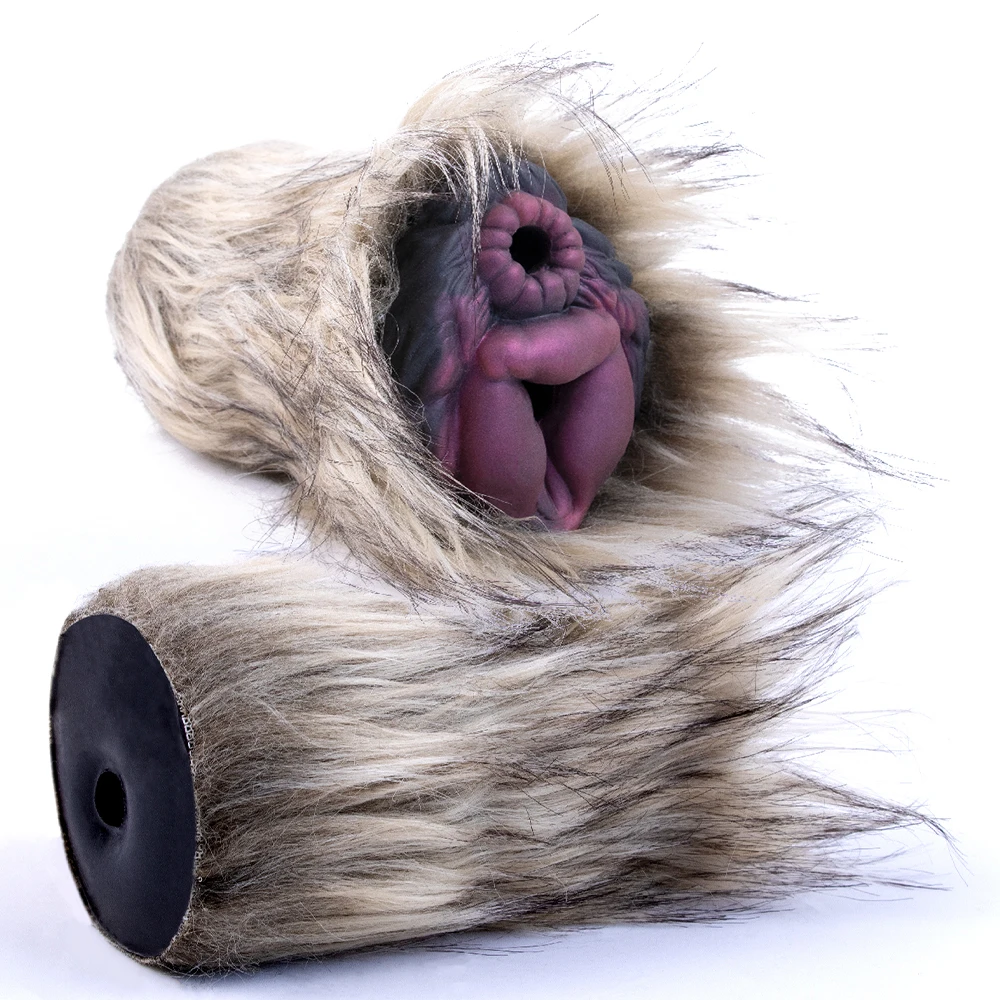 YOCY Realistic Animal Dog Male Masturbator With Lifelike Fur Penis Stroker Massager Silicone Dual Vagina Sex Toys For Adult Men
