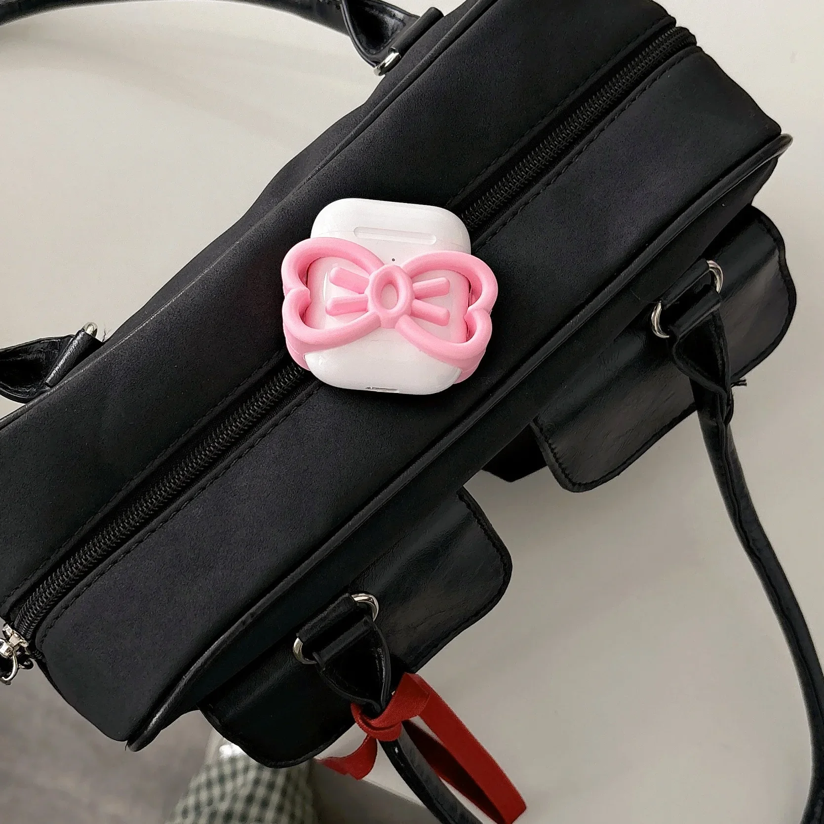 Funda rosa con lazo para AirPods 4, Airpod 1, 2, 3 Pro Pro2, auriculares Bluetooth, caja de carga, funda para auriculares