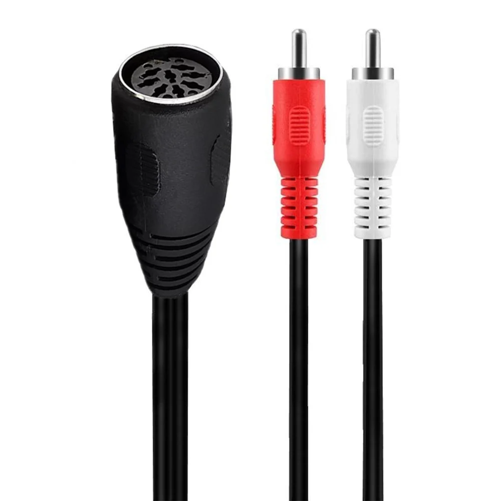 1pc DIN 8-Pin MIDI DIN 8 PIN Female Jack to Dual 2 RCA Phono Male Plug Audio Adapter Microphone Connector Cord Cable
