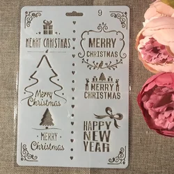 1Pcs A4 Tree Words Merry Christmas DIY Craft Layering Stencils Wall Paint Scrapbook Stamp Embossing Album Decorative  Template