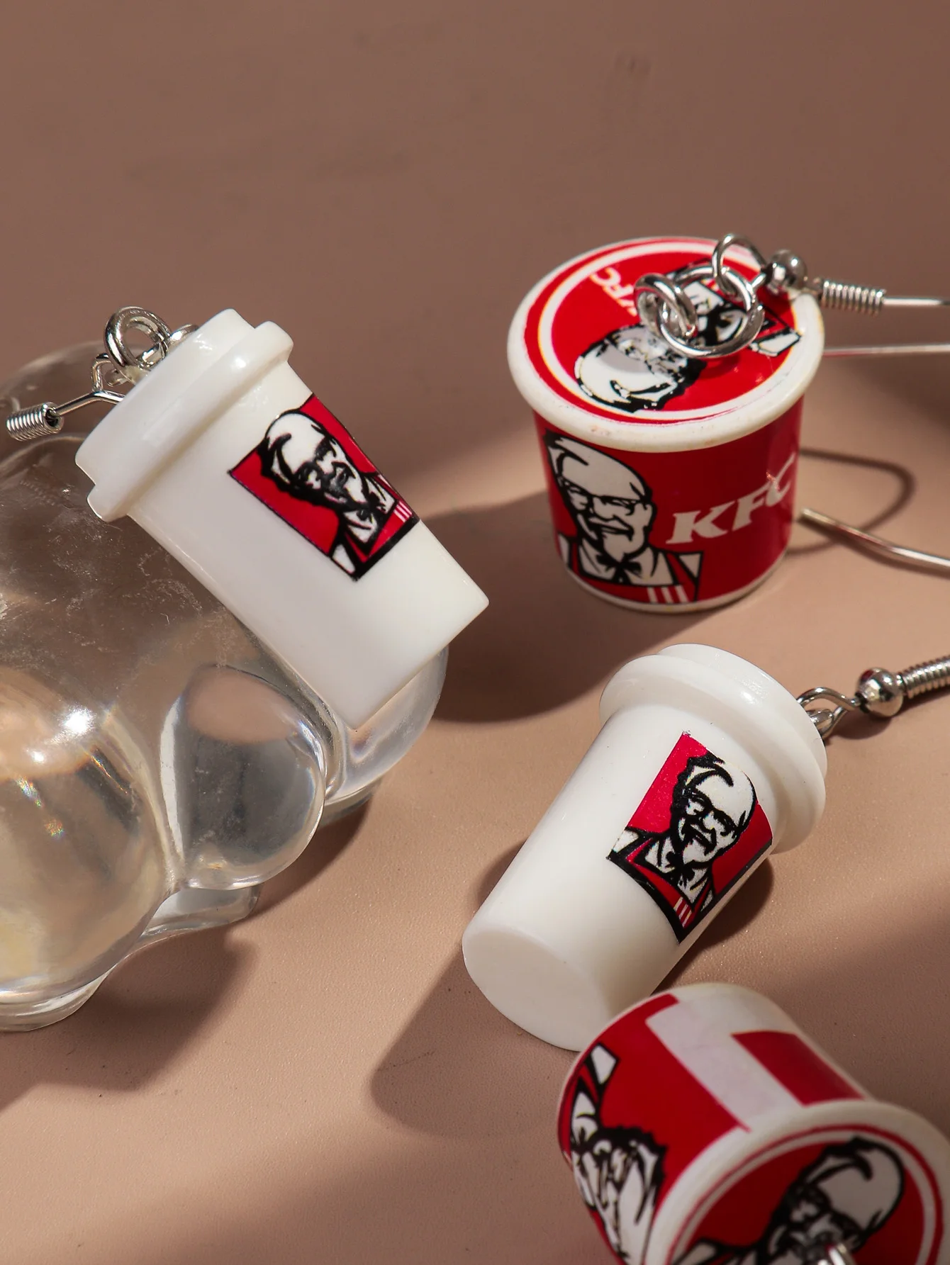 راتنج ثلاثي الأبعاد للأطعمة والبطاطس المقلية إسقاط أقراط للنساء ، محاكاة زجاجة شرب ، قرط متدلي ، هدايا مجوهرات ، جديد ، لطيف