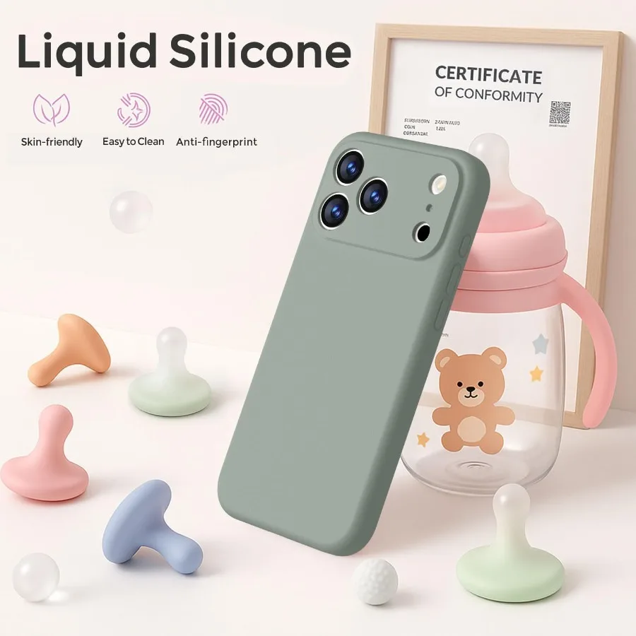 حافظة مغناطيسية لهاتف آيفون 17 برو ماكس 6.9 بوصة مع Magsafe Compatibility Premium سيليكون ساتان ناعم الملمس Slim Shockpro