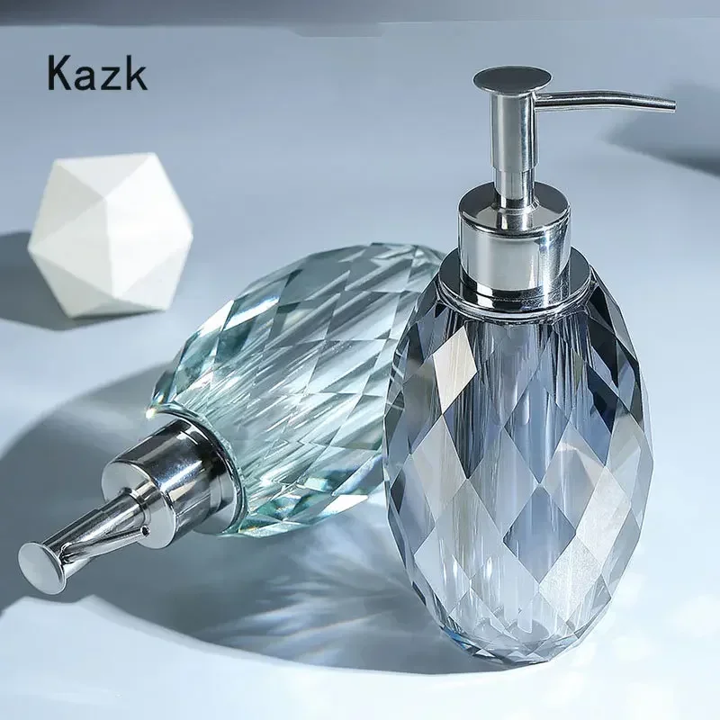 Light Luxury Crystal Transparent Soap Bottle Push Type Glass Shampoo Bottle Soap Dispenser Household Bathroom Accessories