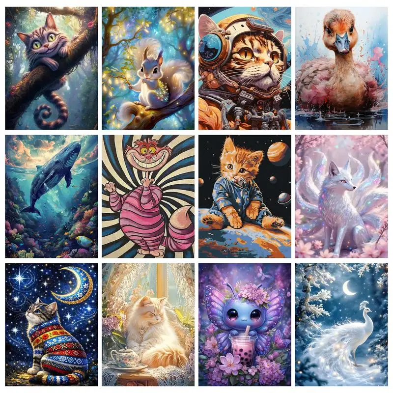 CHENISTORY Paint By Number Cat Hand Painted Painting Art Gift DIY Pictures By Numbers Animal Drawing On Canvas Kits Home Decor