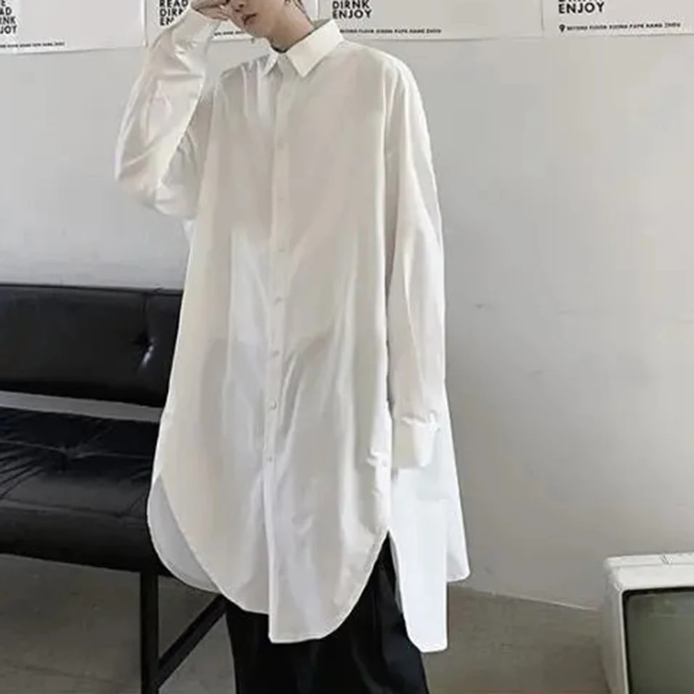 

XS-5XL New Winter Men's Solid Color Long-Sleeve Shirt American Retro Fashion Trendy High Street Loose Casual Niche Men's Top