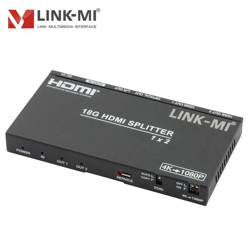 4K HDMI 2.0 Splitter 1x2/مستخلص الصوت، LPCM، DTS، تجاوز الإخراج ووظيفة قشارة سفلية 4K إلى 1080P عبر مفتاح الاتصال على اللوحة #4