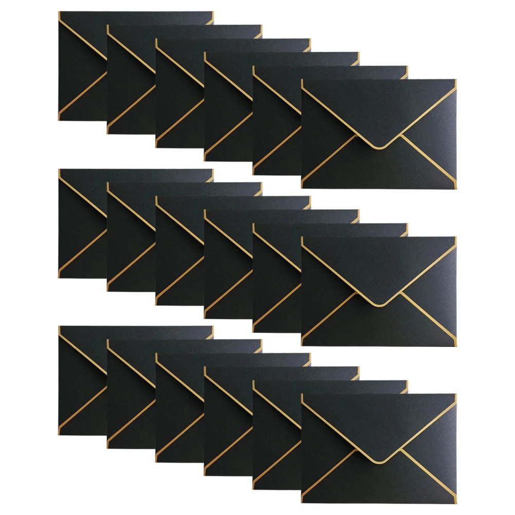 50pcs 727x531 Inch Card Envelopes V Flap Envelopes With Gold Border For Graduation Invitation Wedding Greeting Cards Black