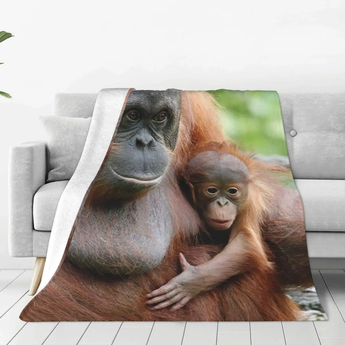 OrangUtan 003 Blankets Flannel Multi-function Sofa Throw Blankets For Home Bedroom Travel Throws Bedspread Quilt